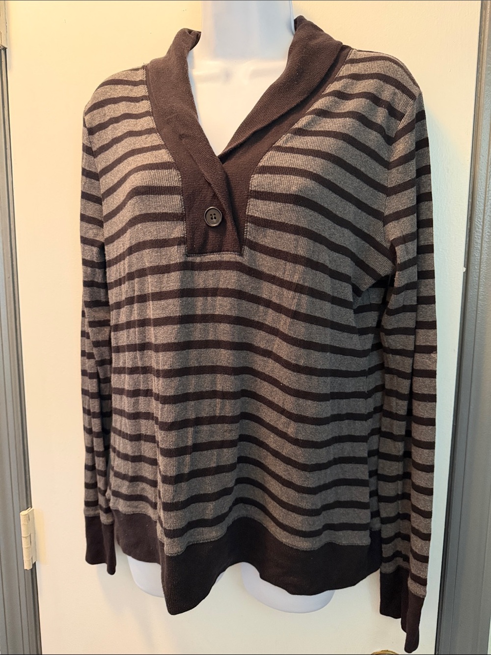 Striped Shawl Collar Sweater